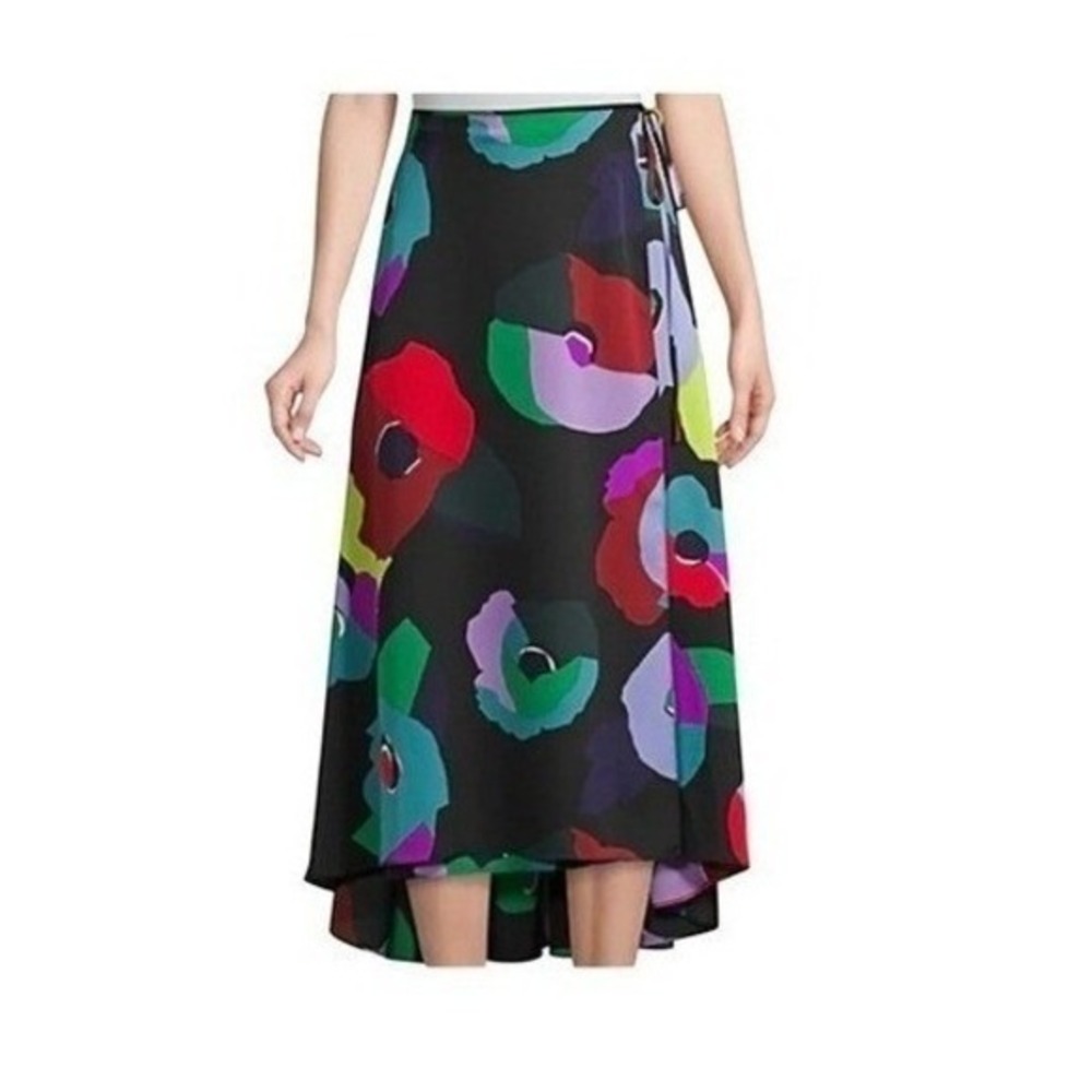 Kate Spade Floral Collage Wrap Skirt Silky‎ Oversized Floral Print 0